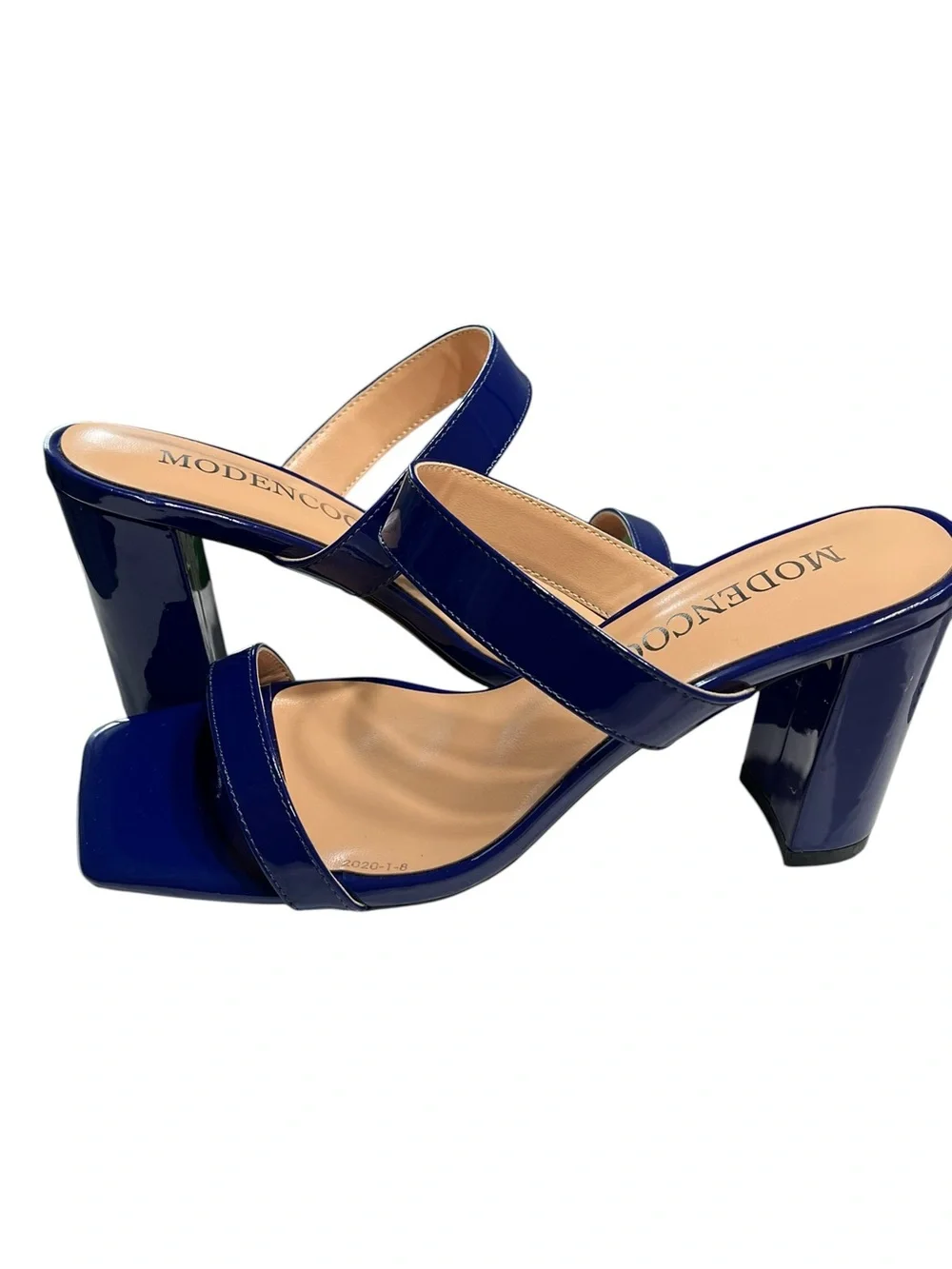 Modencoco Blue 2 Strap Block Heel Sandal - Size 7.5